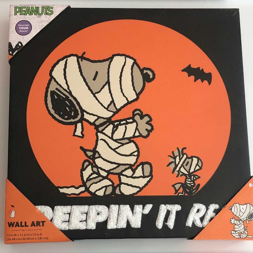 Peanuts nwt Snoopy Mummy Halloween Canvas Art 12 x 12